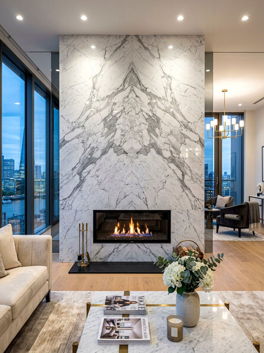 Marble Slab Fireplace - 30 modern fireplace surround ideas