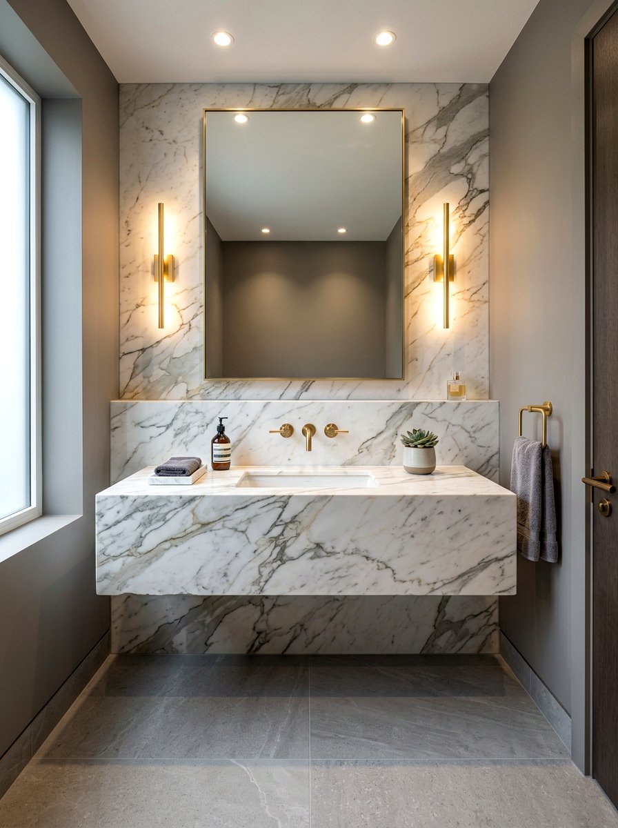 Marble Slab Powder Room - 30 powder room ideas