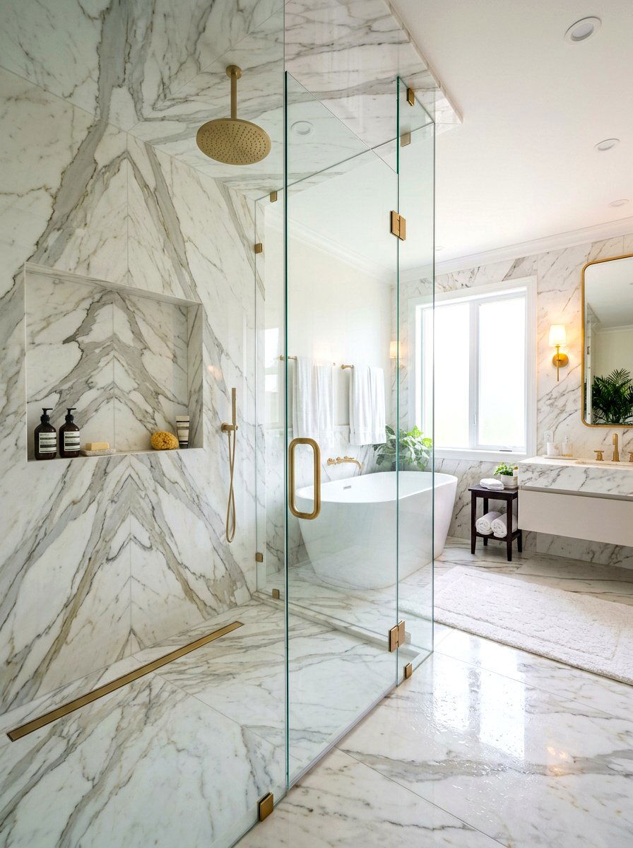 Marble Slab Shower Niche - 30 shower niche ideas