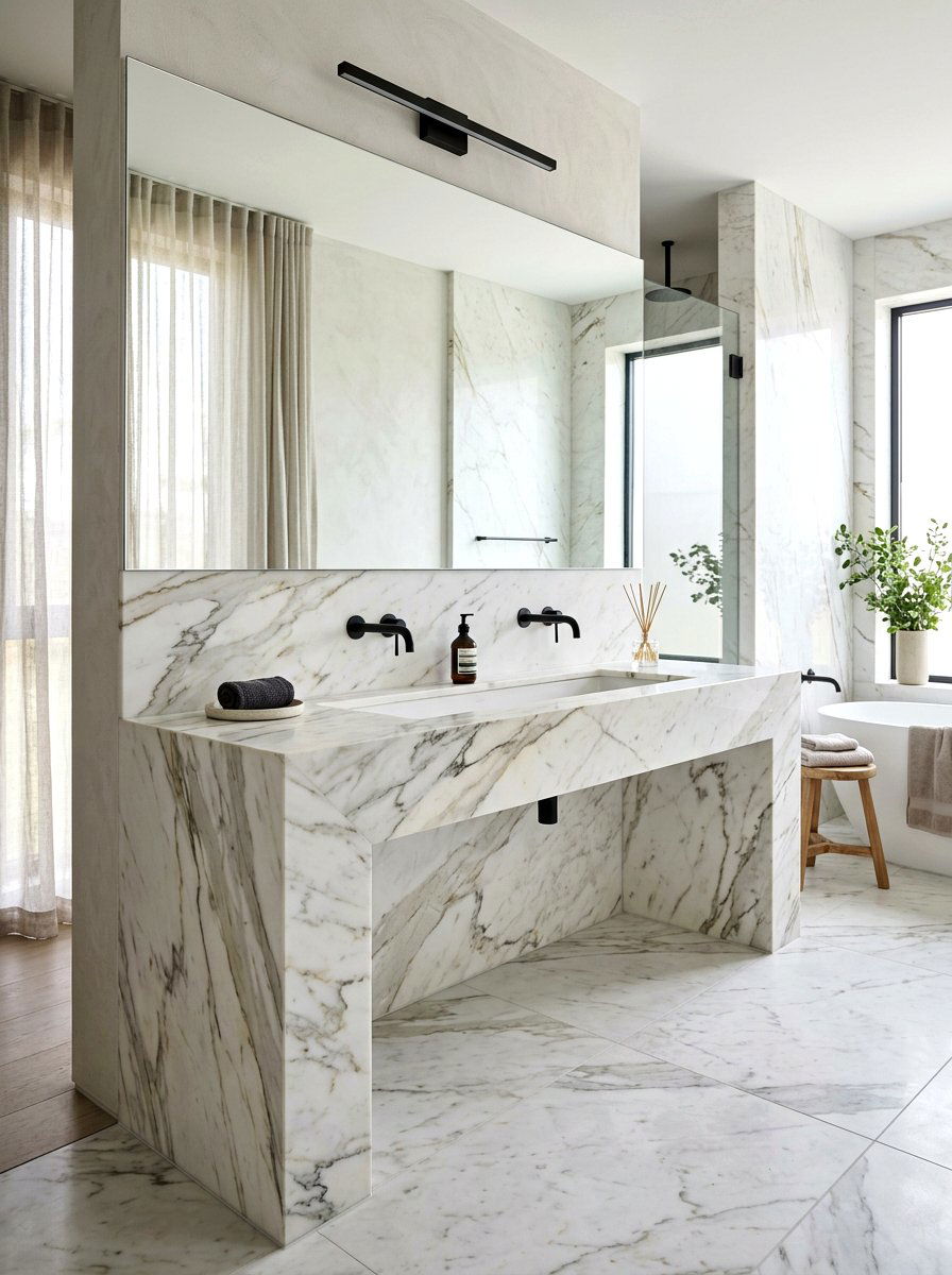 Marble Slab Vanity - 30 bathroom vanity ideas