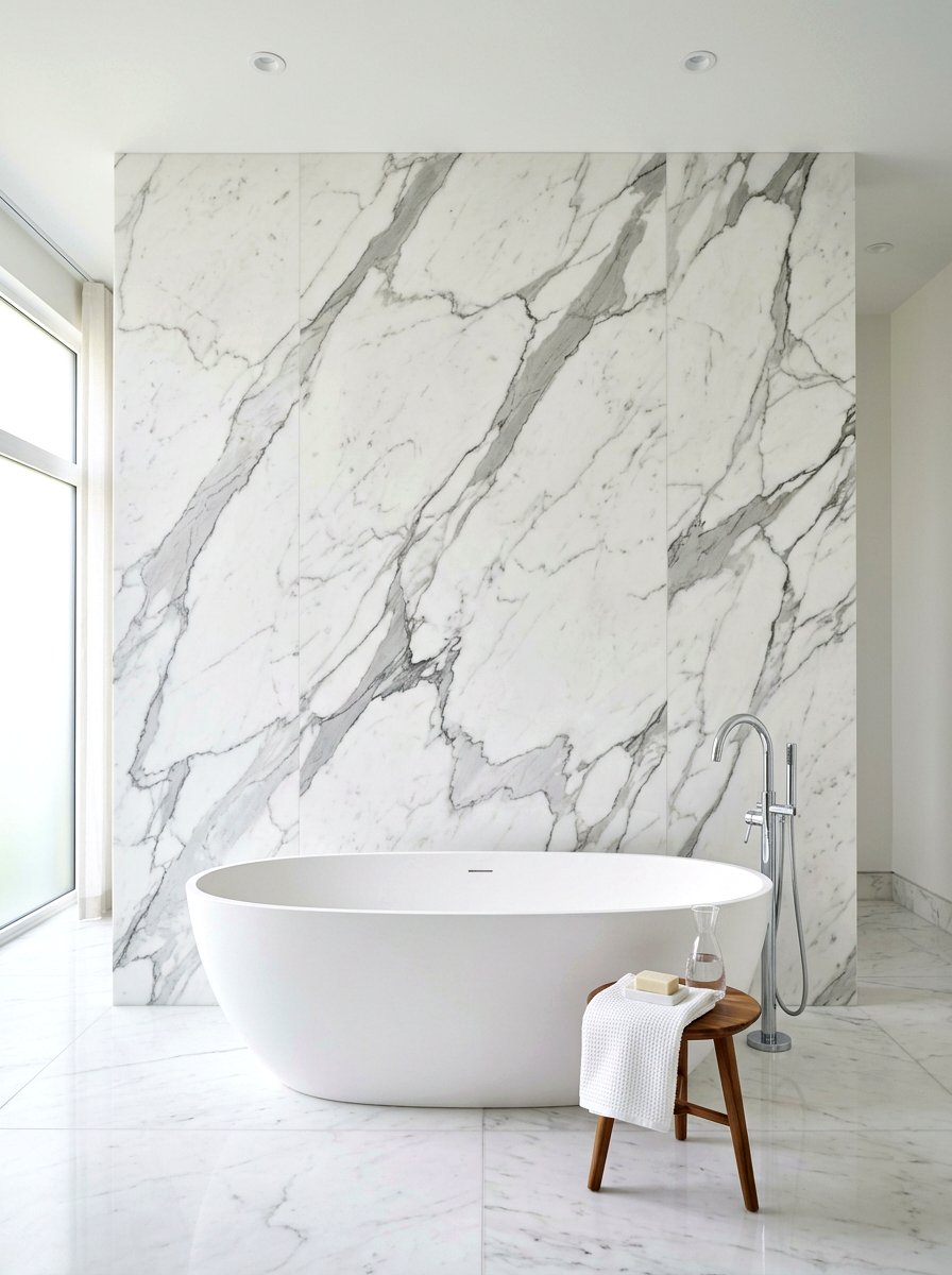 Marble Slab Wall - 30 spa bathroom ideas