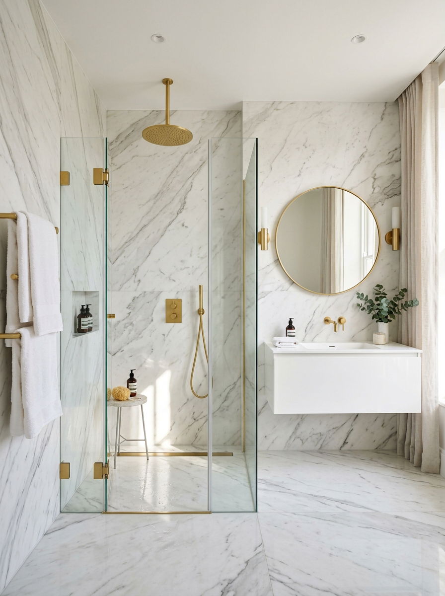 Marble Slab Wet Room - 30 wet room bathroom ideas