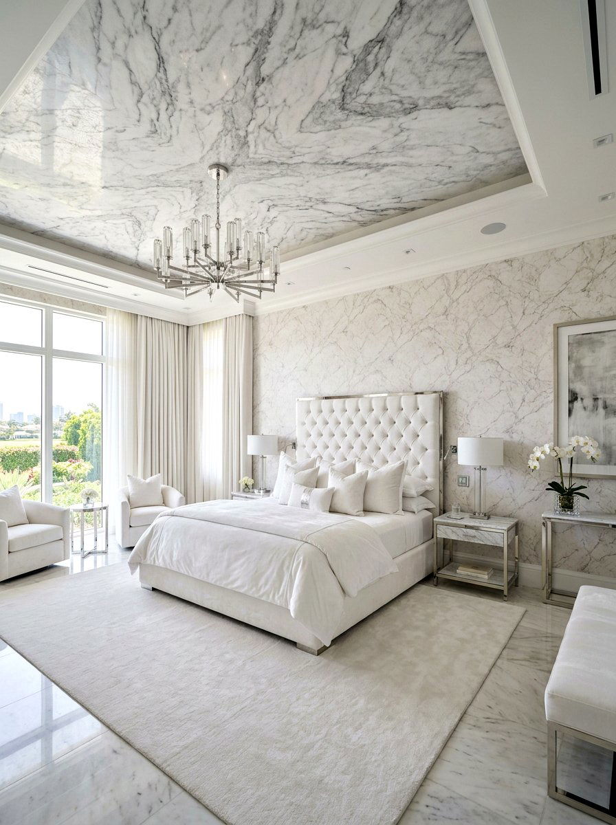 Marble Stone Effect - 30 ceiling wallpaper bedroom ideas