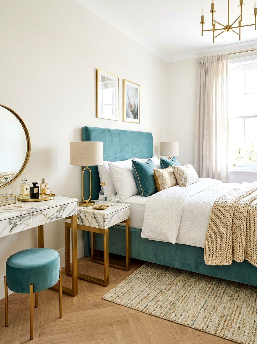 Marble Surface Bedroom - 30 art deco bedroom ideas