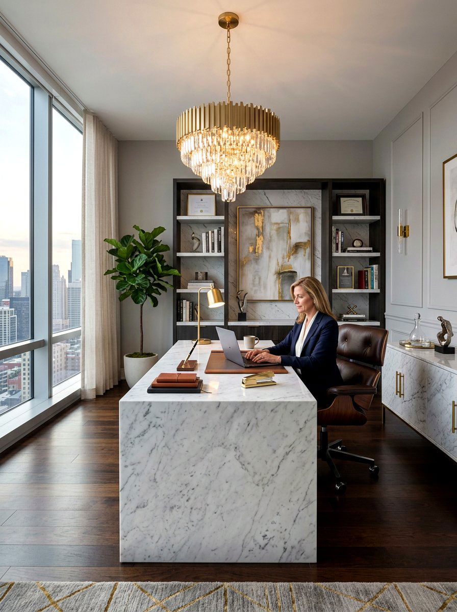 Marble Surface Luxury Office - 30 boutique studio office ideas