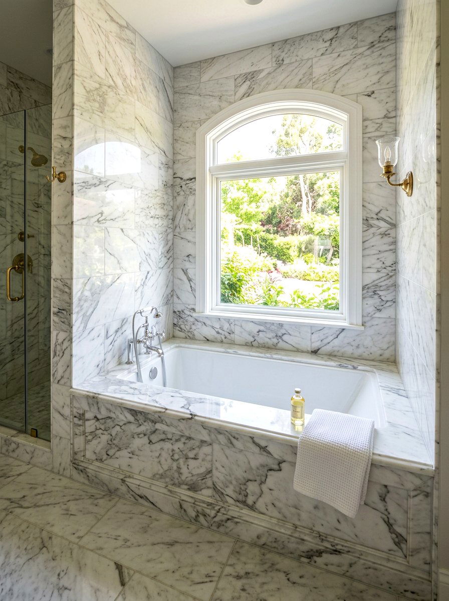 Marble Surround Built In Tub - 30 soaking tub ideas