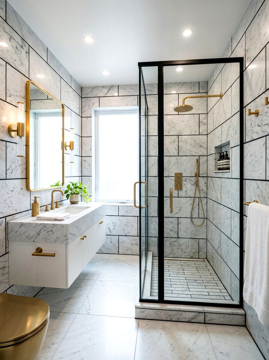 Marble Tile Black Grout - 30 dark grout bathroom ideas