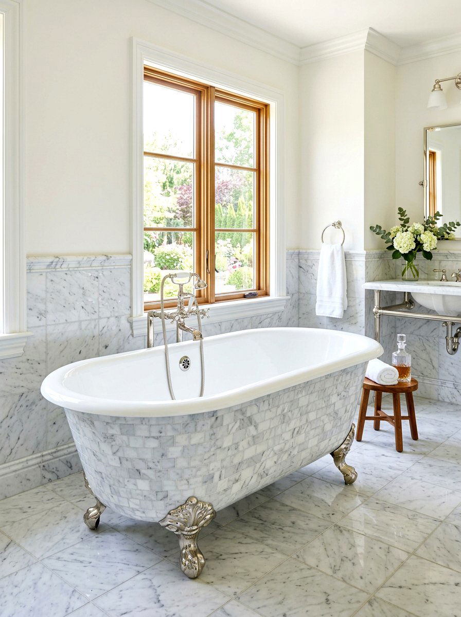 Marble Tile Clawfoot Tub - 30 clawfoot tub ideas