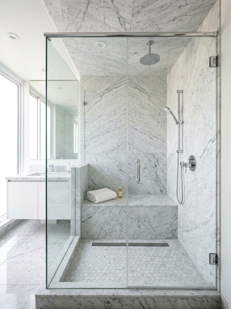 Marble Tile Shower - 30 condo bathroom ideas