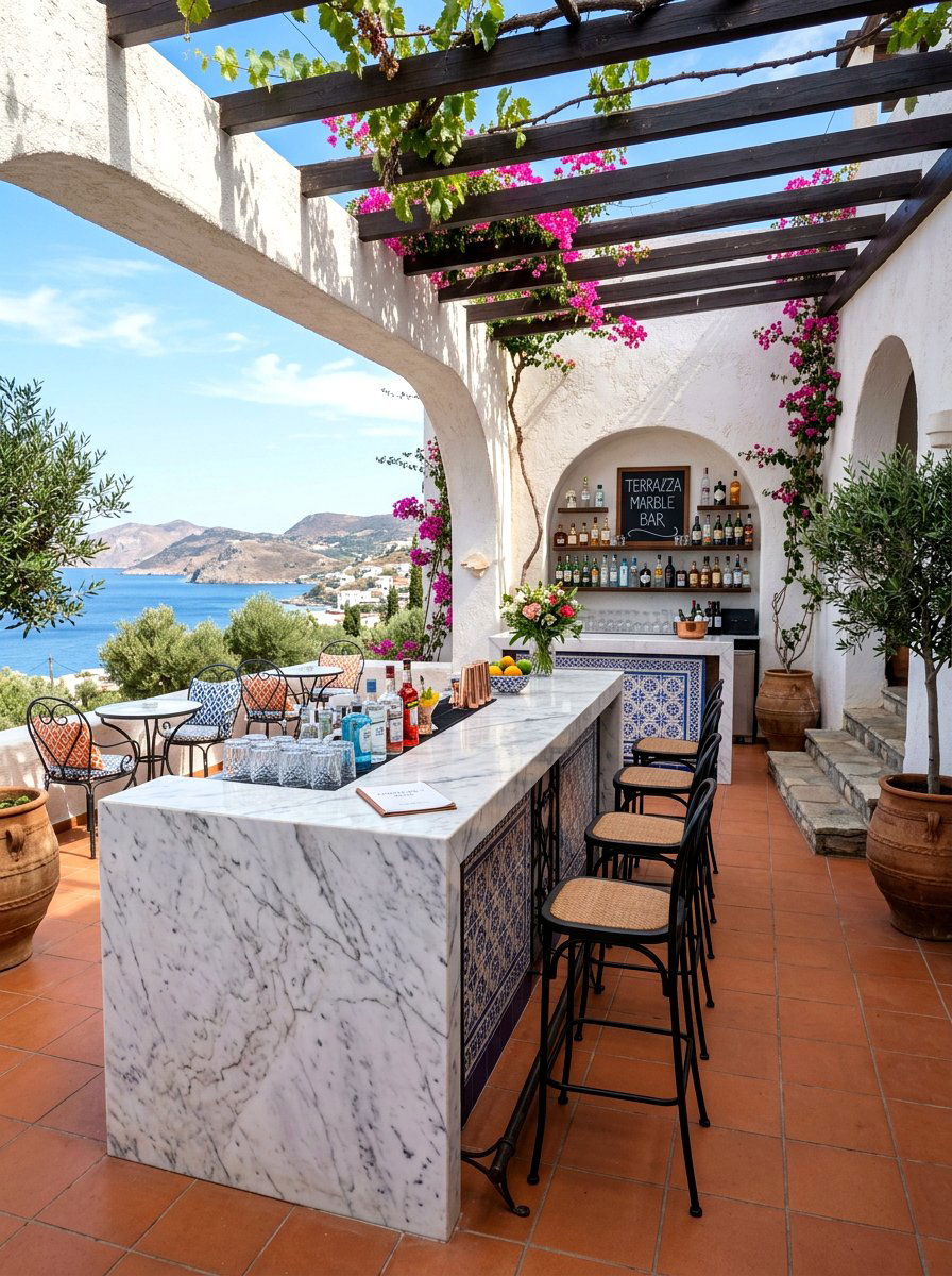 Marble Top Bar - 30 serving cart patio ideas