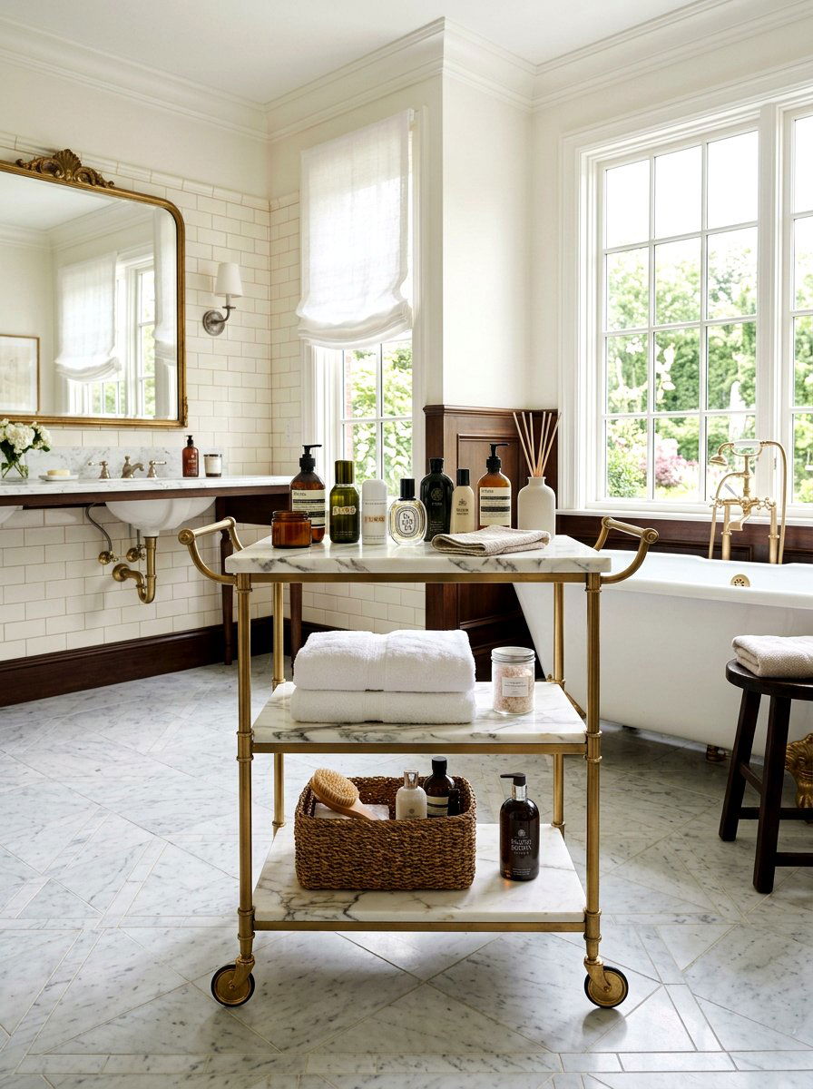 Marble Top Bathroom Cart - 30 aesthetic bathroom cart ideas