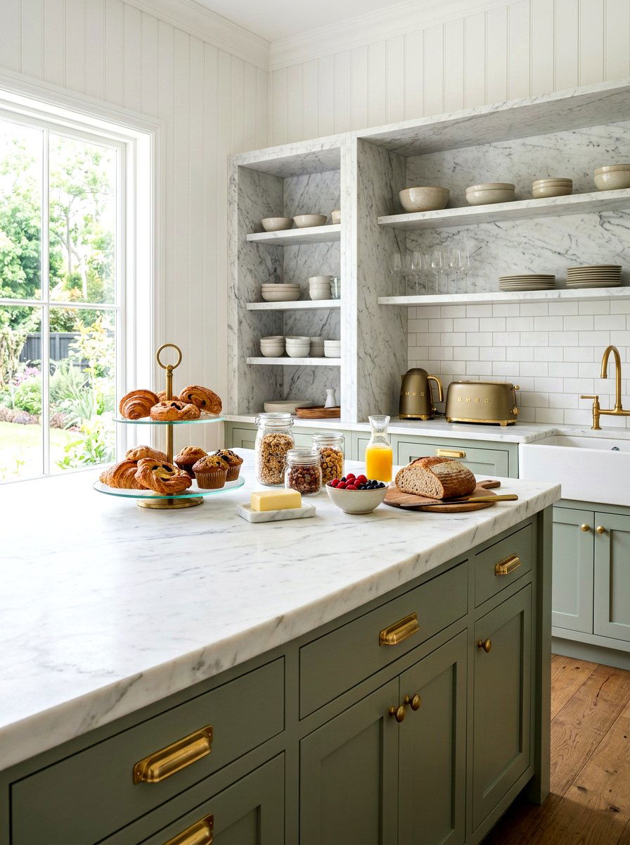 Marble Top Breakfast Station - 30 breakfast pantry ideas