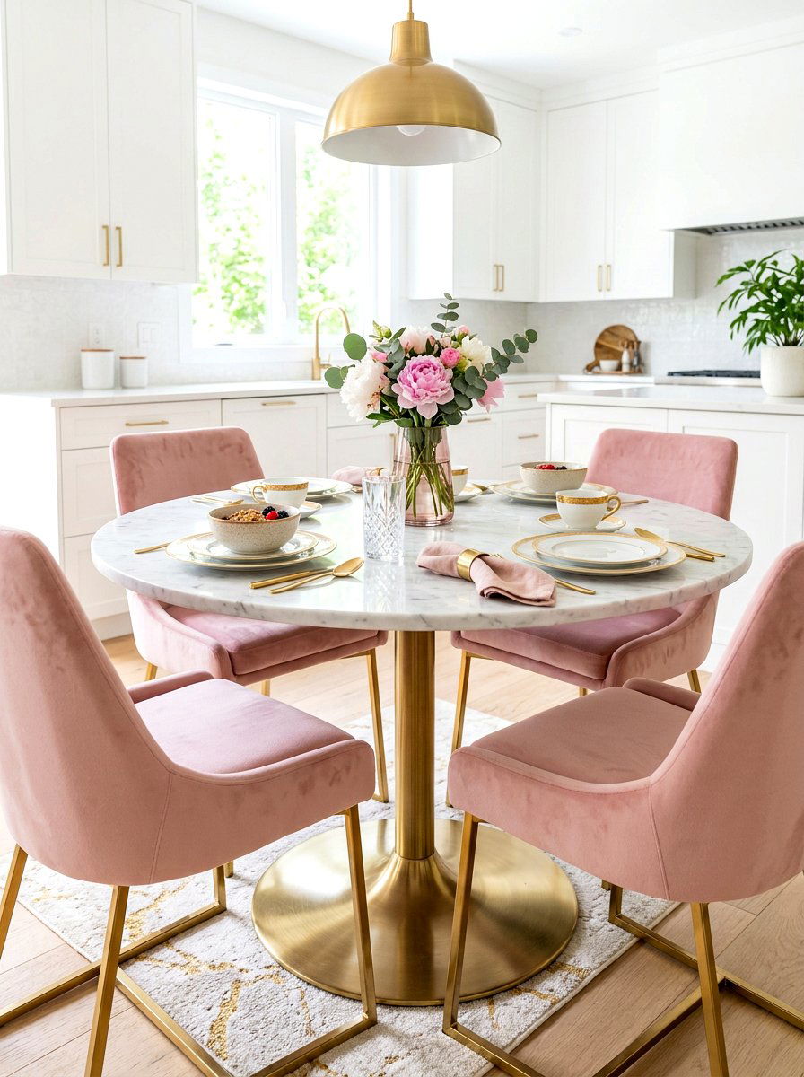 Marble Top Breakfast Table - 30 cozy breakfast corner ideas