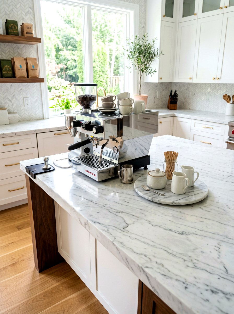 Marble Top Coffee Bar - 30 aesthetic home cafe setup ideas