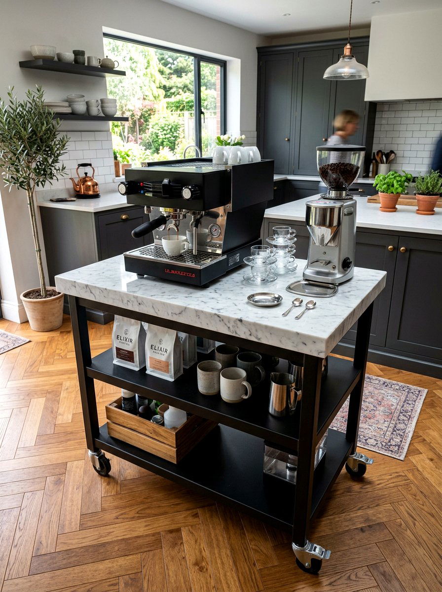 Marble Top Coffee Cart - 30 coffee cart apartment ideas