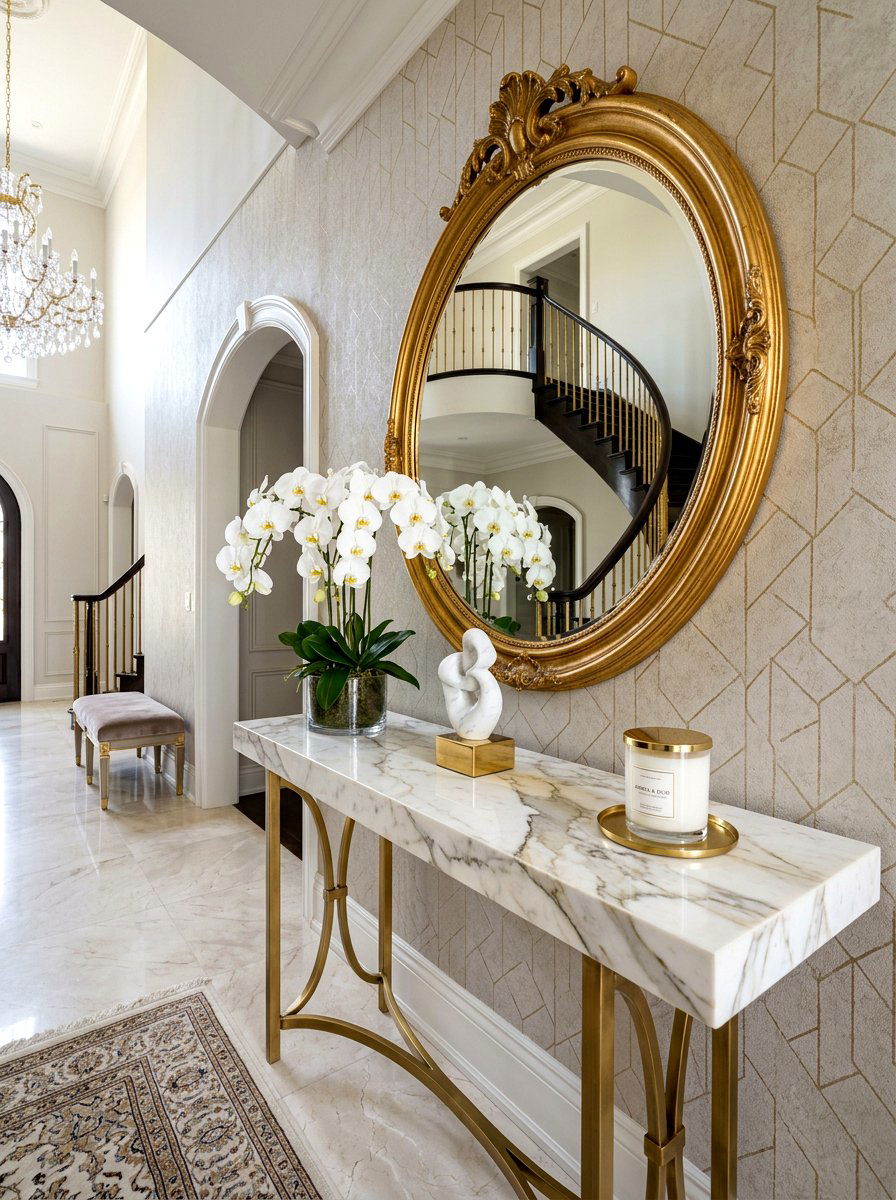 Marble Top Console - 30 layered entry table ideas
