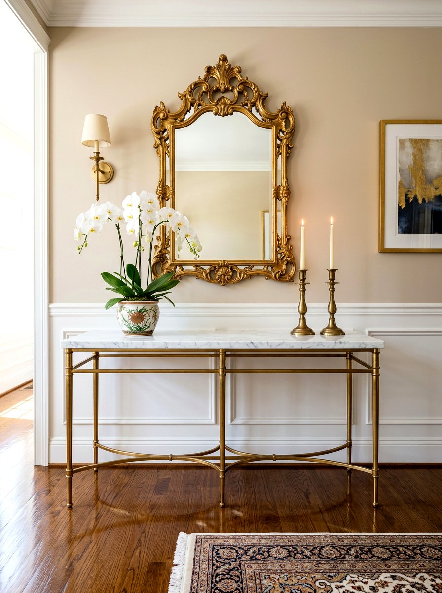 Marble Top Console Table - 30 console table entry ideas