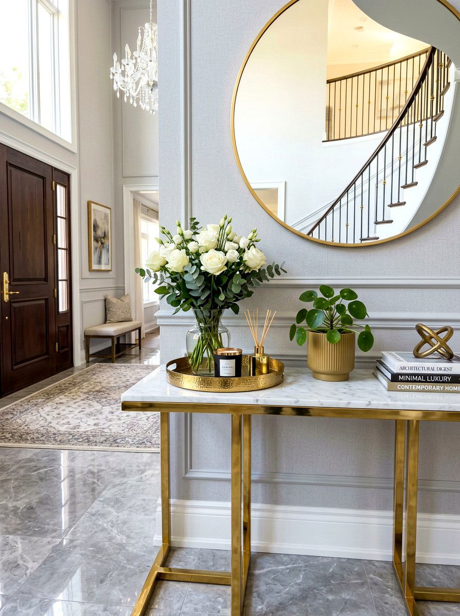 Marble Top Entry Table - 30 spring entry table ideas