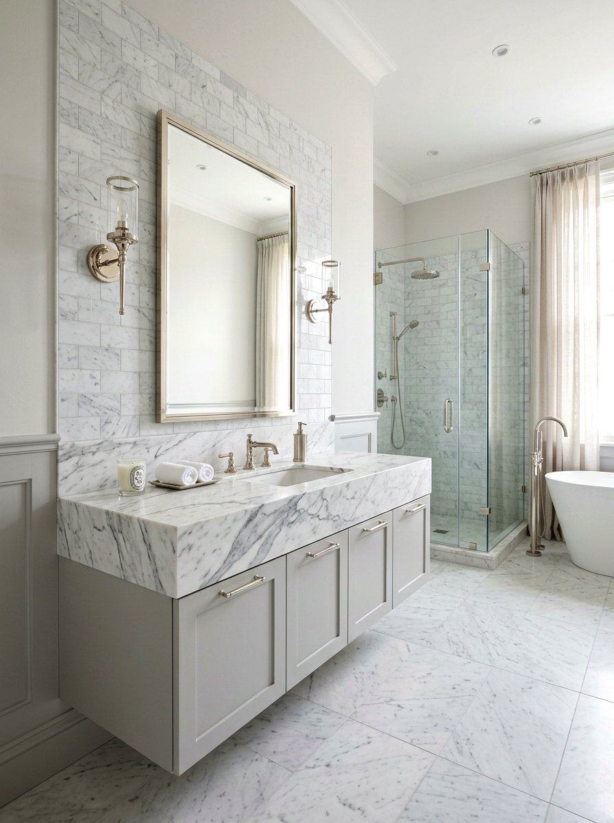 Marble Top Floating Vanity Bathroom - 30 floating vanity ideas