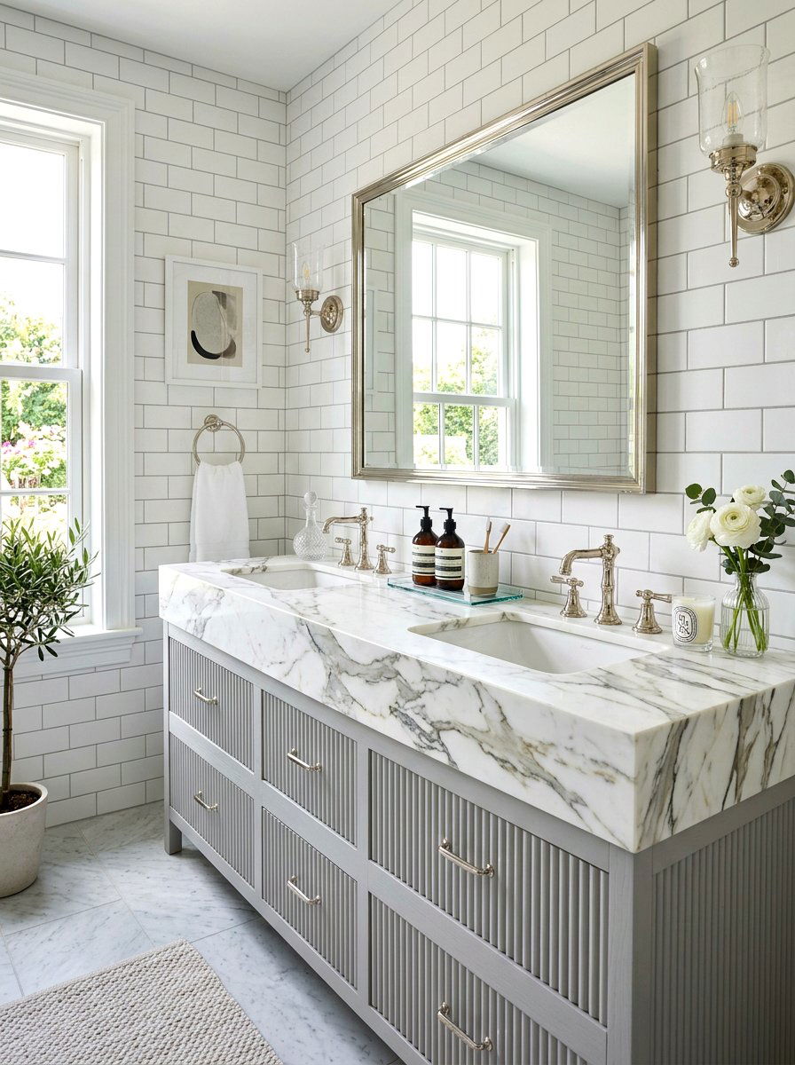 Marble Top Fluted Vanity - 30 fluted vanity bathroom ideas