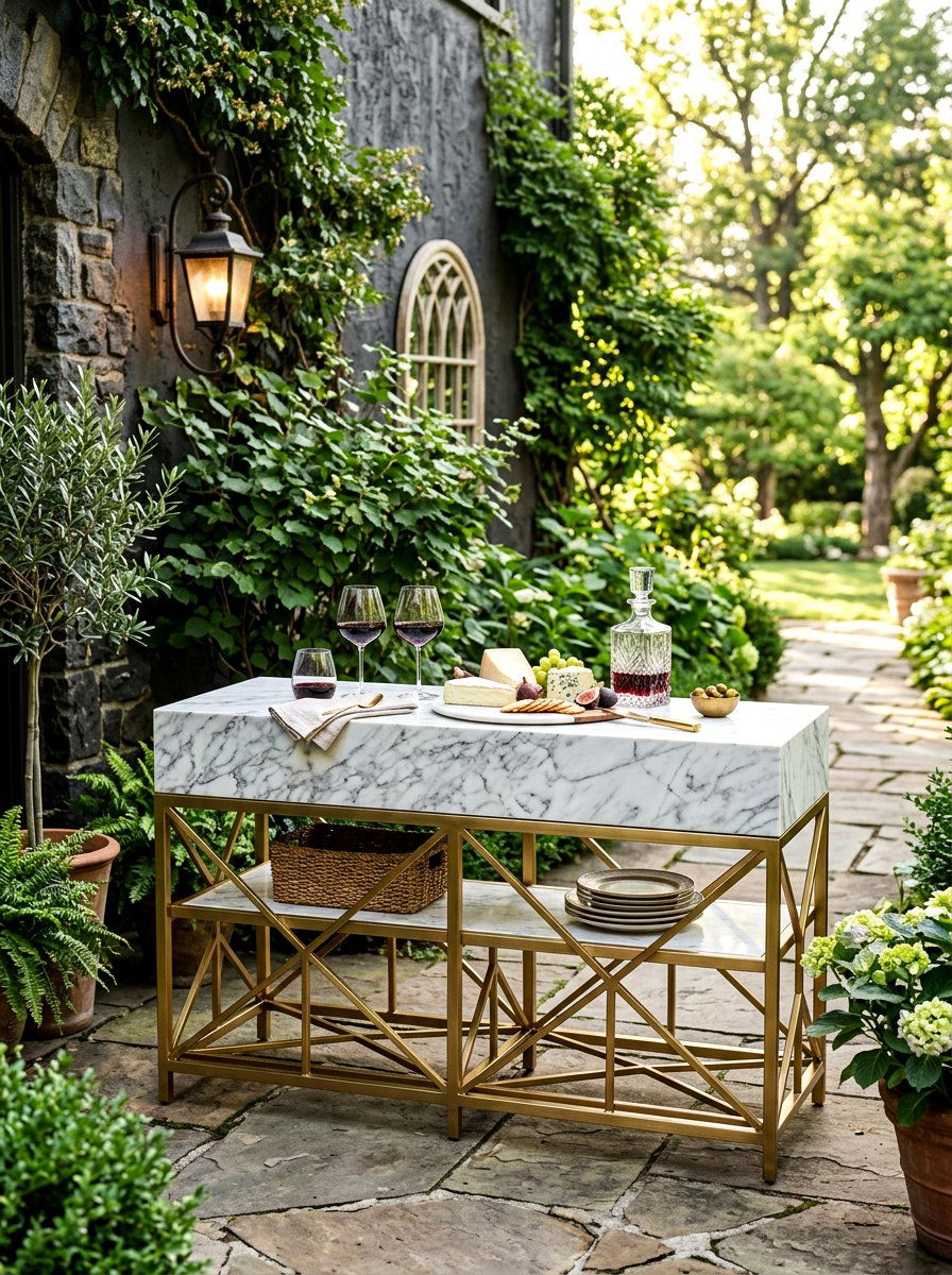 Marble Top Garden Sideboard - 30 outdoor sideboard ideas