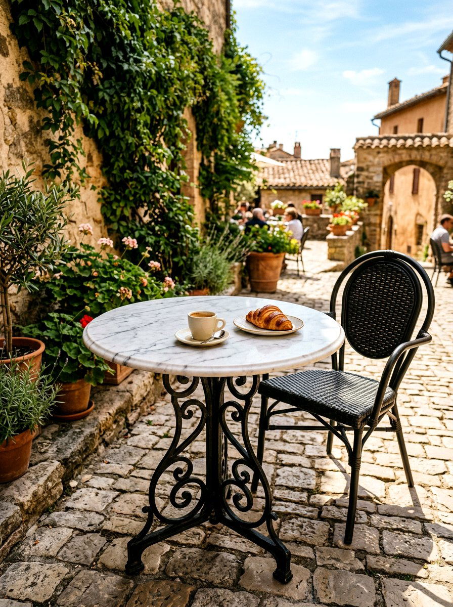 Marble Top Iron Table - 30 outdoor side table ideas