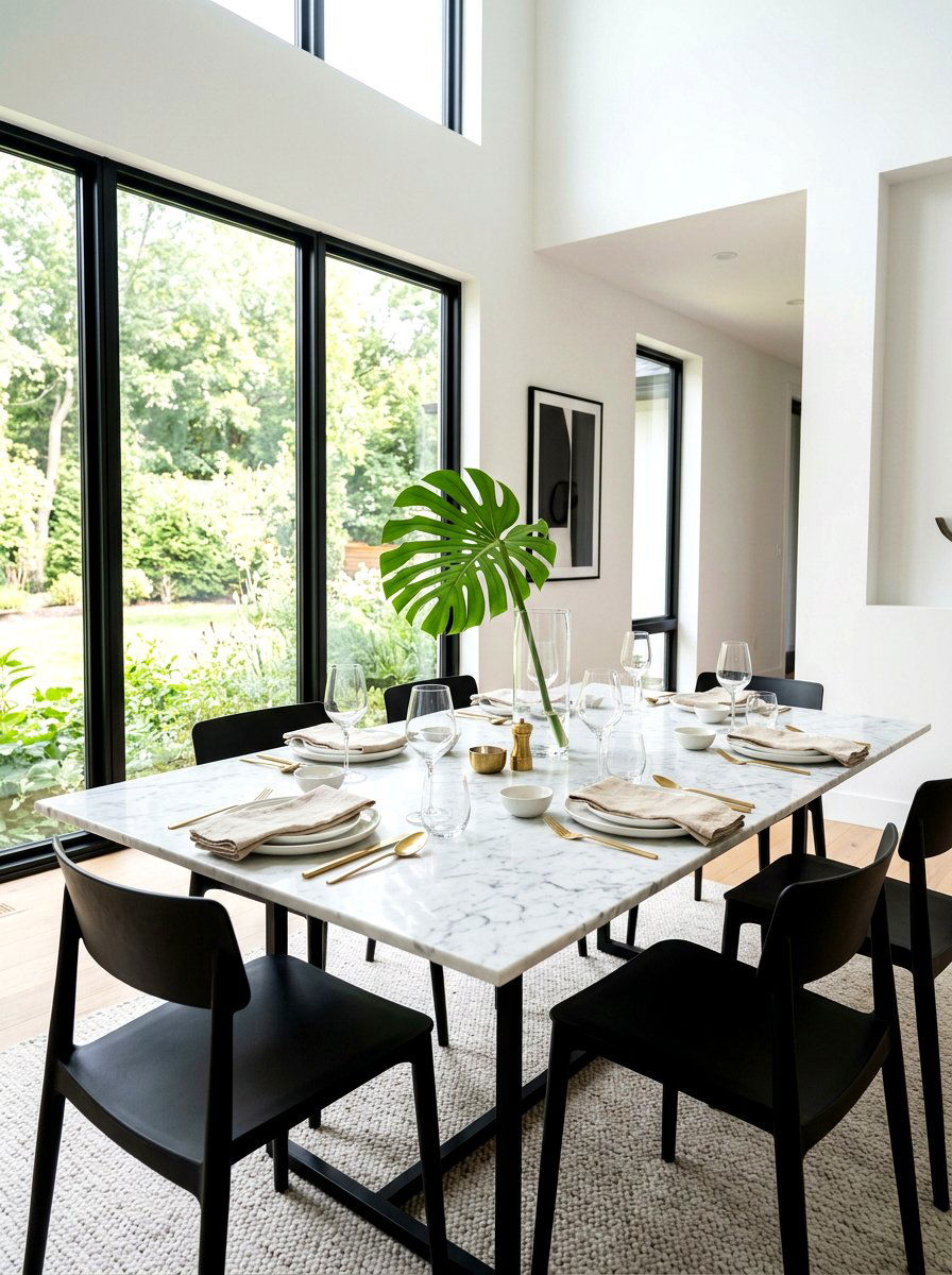 Marble Top Minimalism - 30 casual dinner table ideas