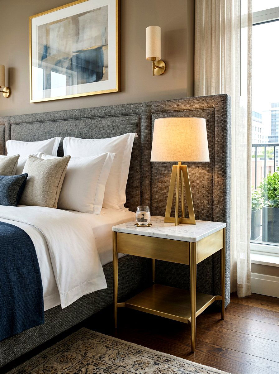 Marble Top Nightstand - 30 boutique hotel bedroom ideas