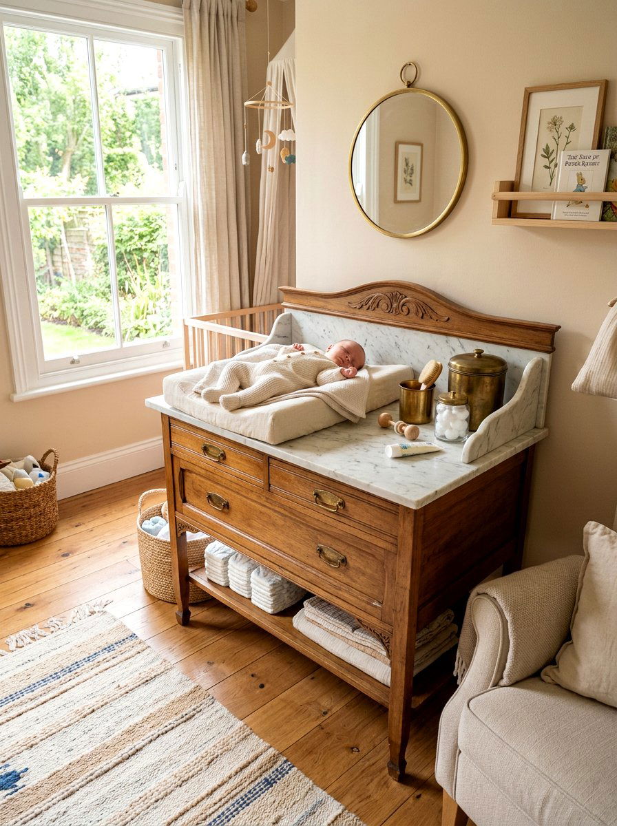 Marble Top Nursery Changing Station - 30 French nursery decor ideas