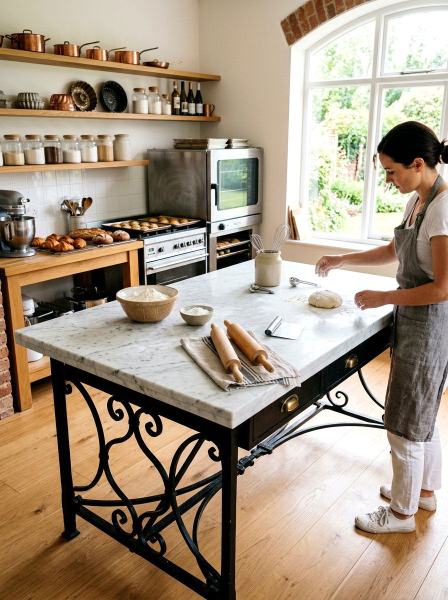 Marble Top Pastry Table - 30 furniture style kitchen ideas