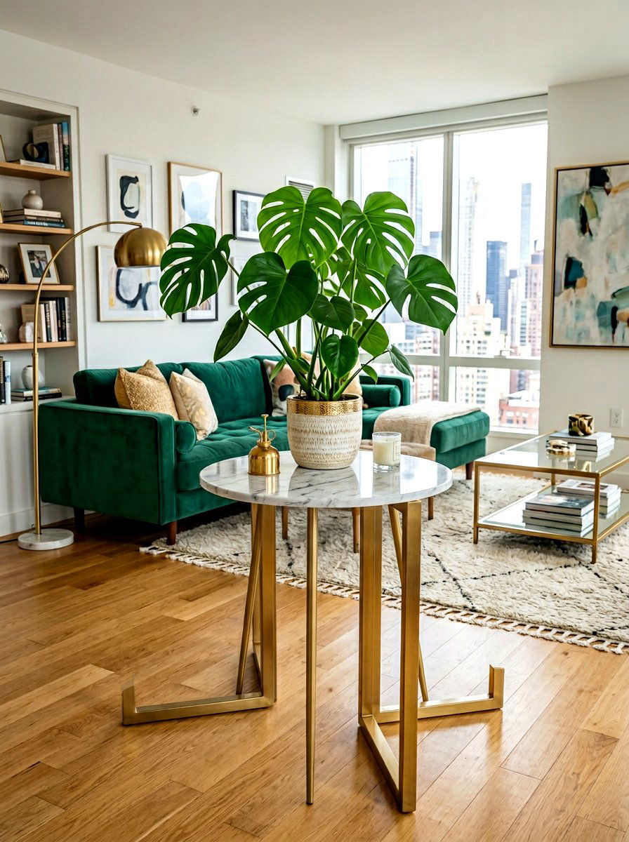 Marble Top Plant Table - 30 container garden stand ideas