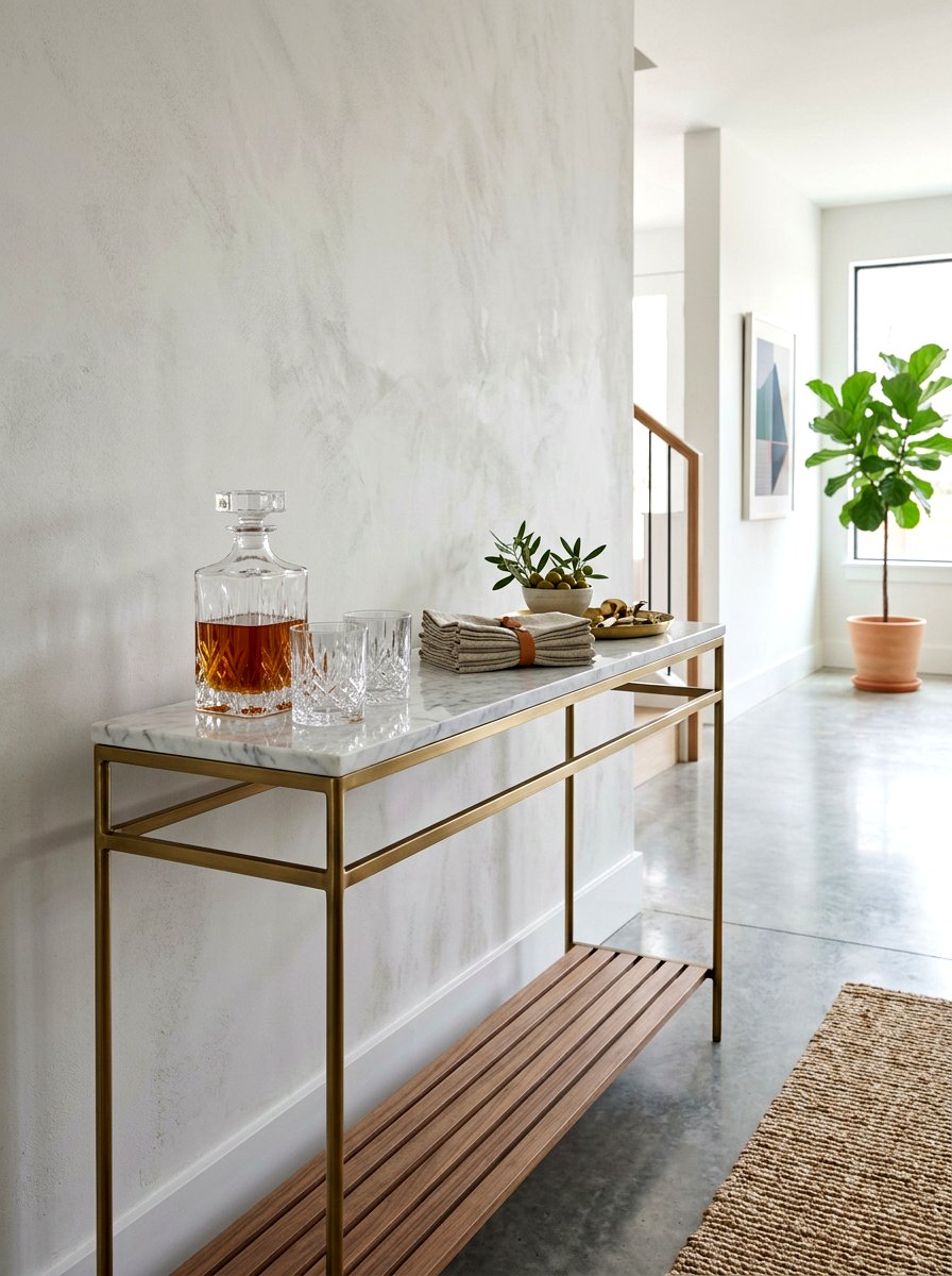 Marble Top Refreshment Console - 30 home aperitif corner ideas