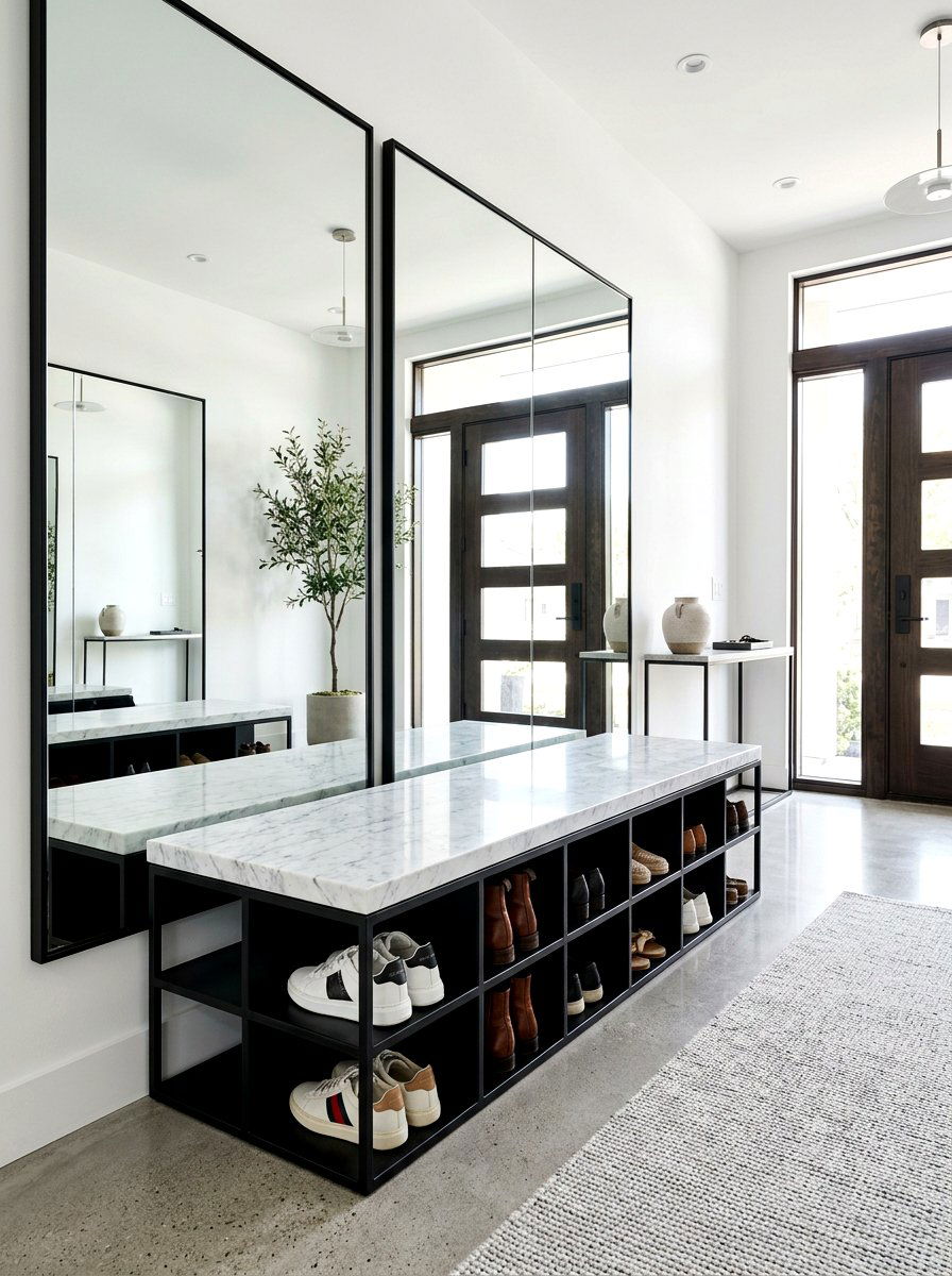 Marble Top Shoe Cubby Bench - 30 shoe cubby bench ideas