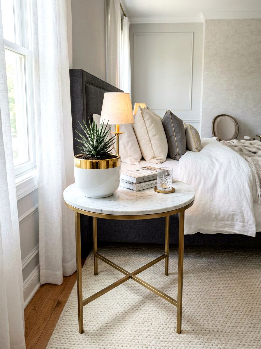 Marble Top Side Table Pot - 30 small planter ideas