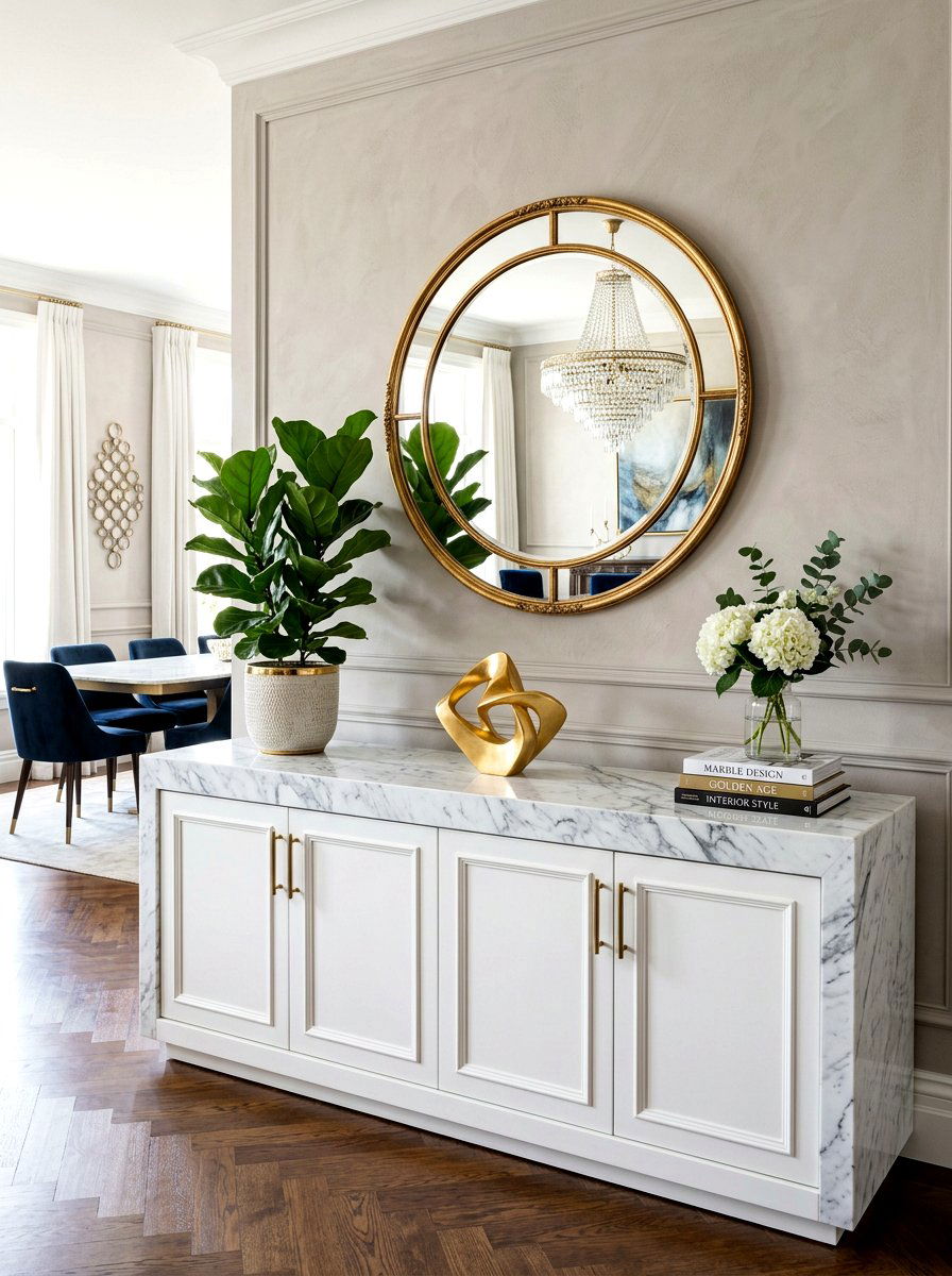 Marble Top Surface - 30 buffet table styling ideas