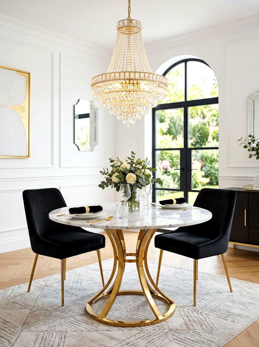 Marble Top Table - 30 tiny dining nook apartment ideas