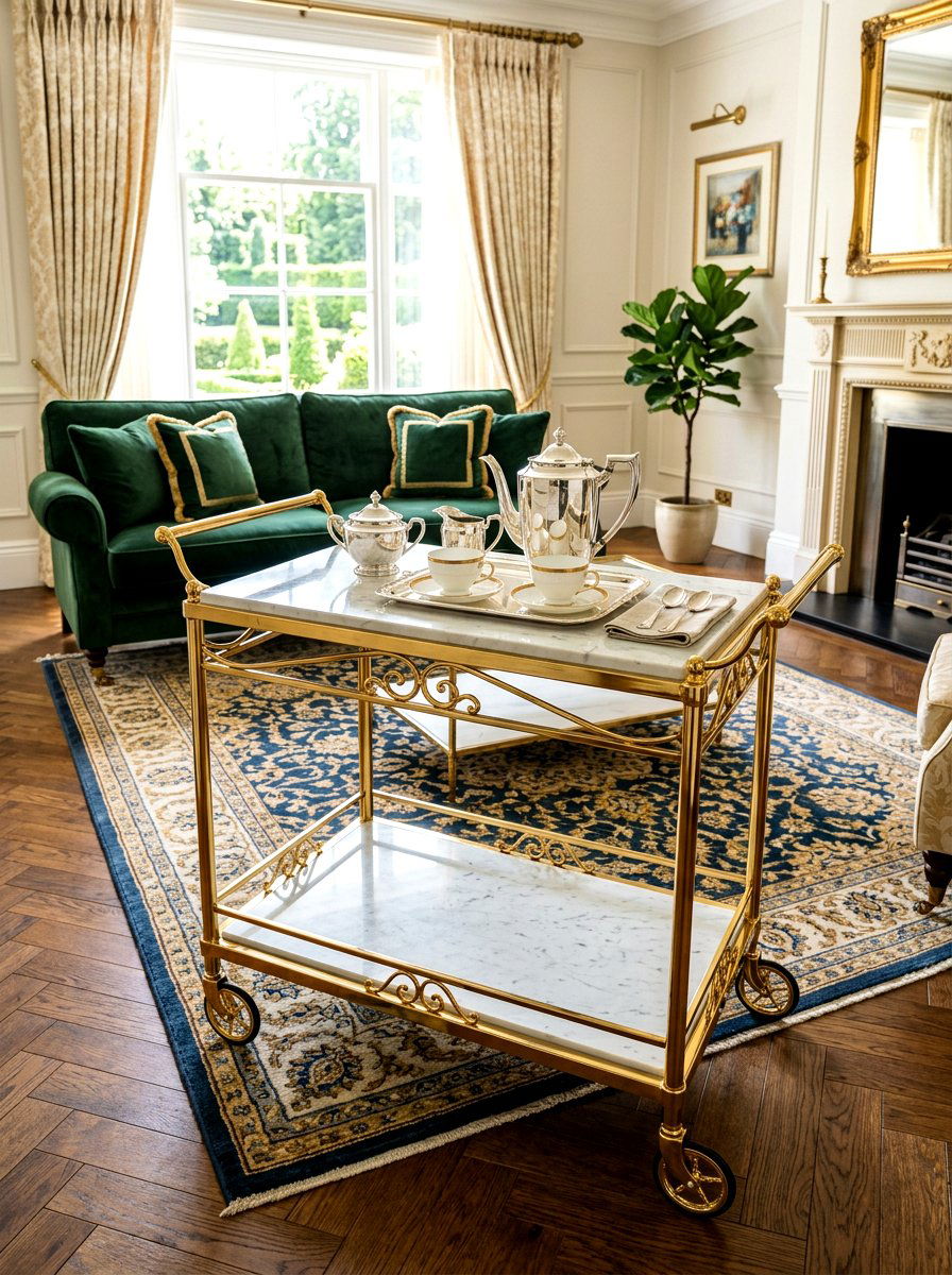 Marble Top Tea Cart - 30 tea shelf styling ideas
