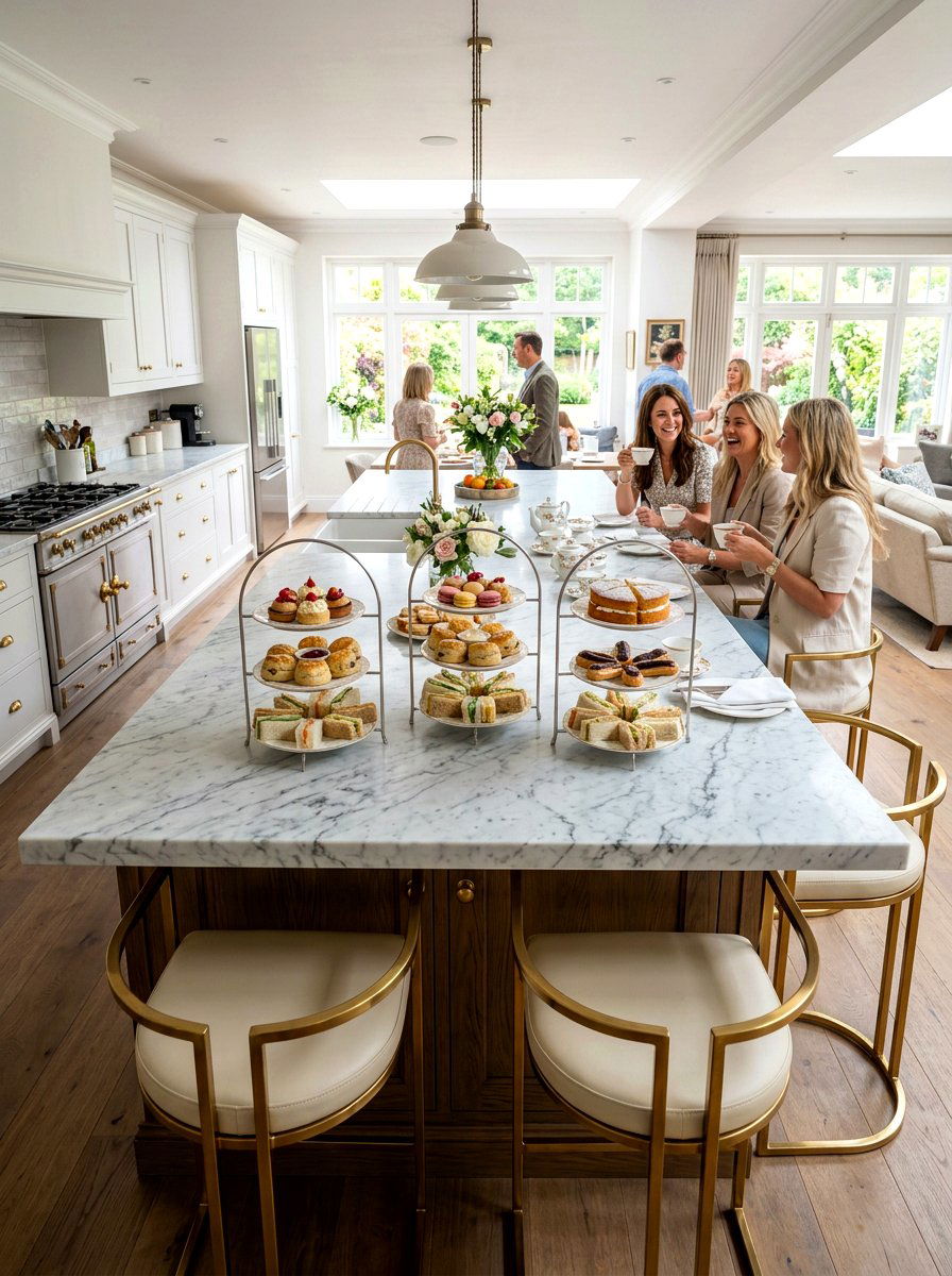 Marble Top Tea Island - 30 tea party kitchen ideas
