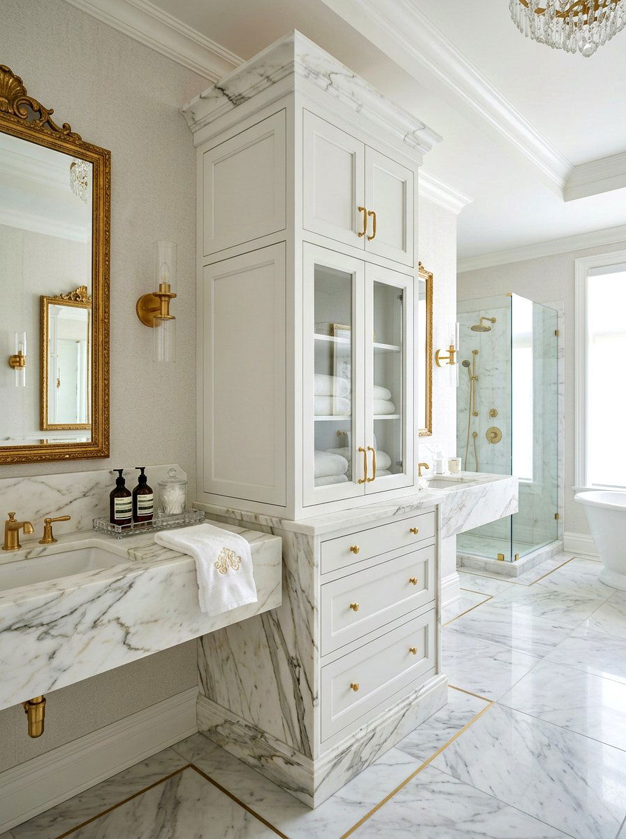 Marble Top Vanity Tower - 30 vanity tower storage ideas