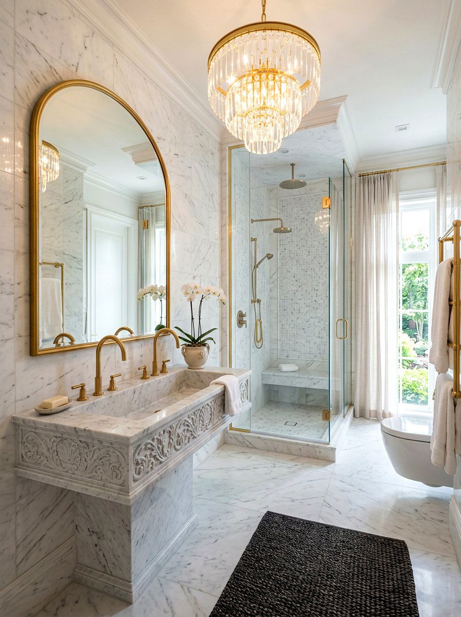 Marble Trough Sink - 30 trough sink bathroom ideas