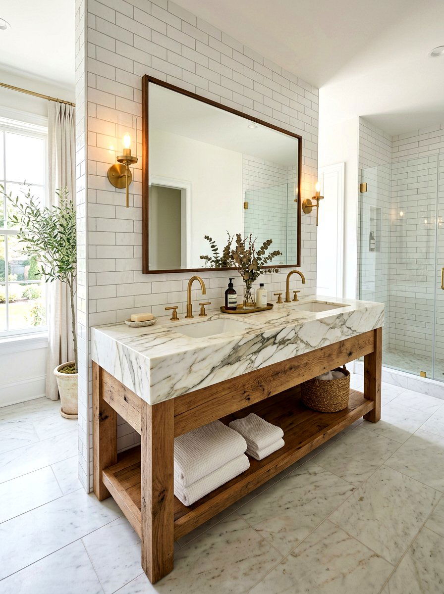 Marble Vanity Bathroom - 30 rustic luxury bathroom ideas