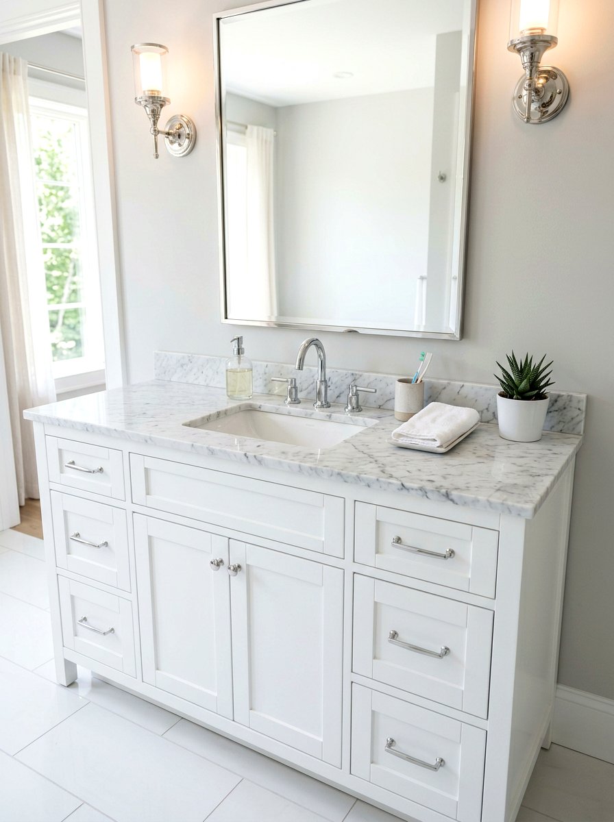 Marble Vanity Top - 30 tiny apartment bathroom ideas