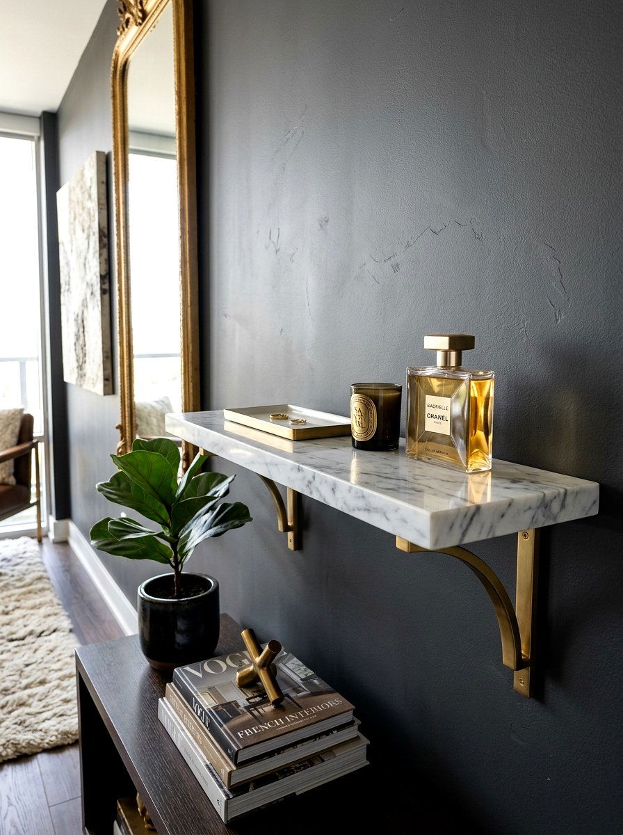 Marble Wall Mounted Shelf - 30 wall mounted nightstand ideas