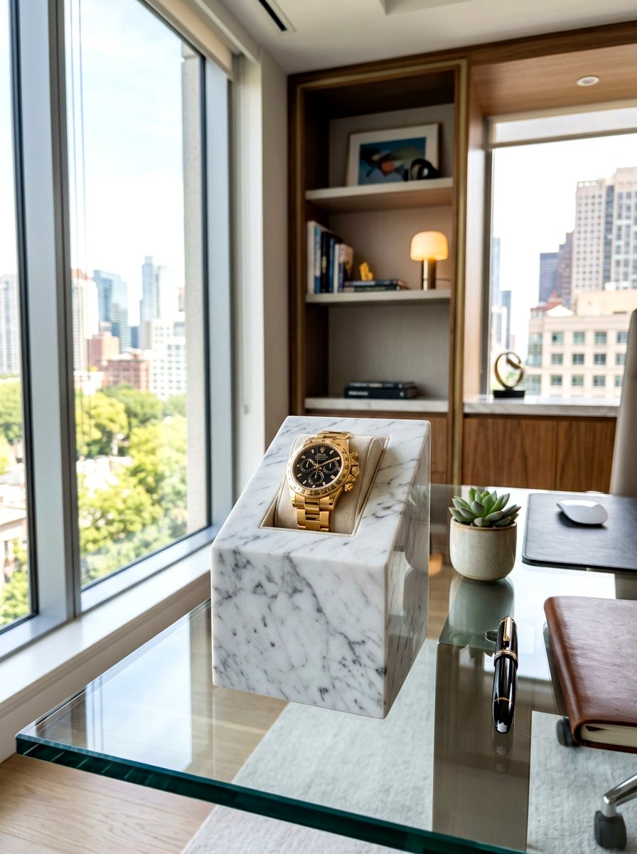 Marble Watch Pedestal - 30 watch storage ideas