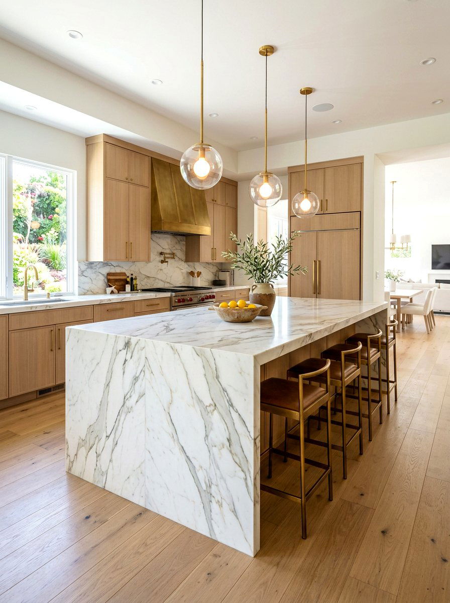 Marble Waterfall Island - 30 modern kitchen ideas