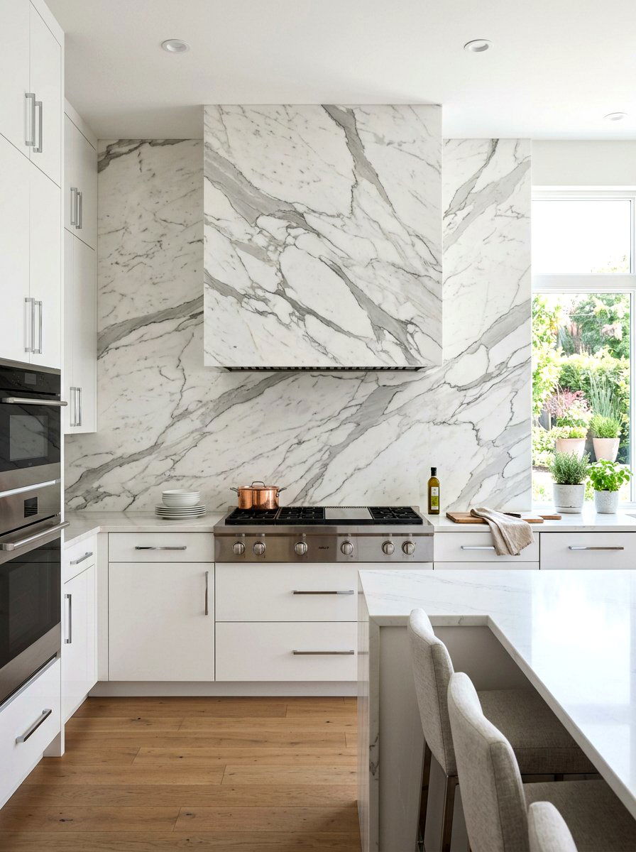 Marble Wrapped Range Hood - 30 range hood design ideas