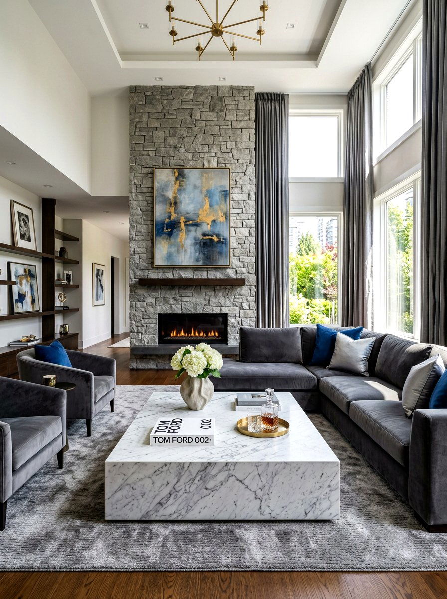 Marble and Stone - 30 layered texture living room ideas