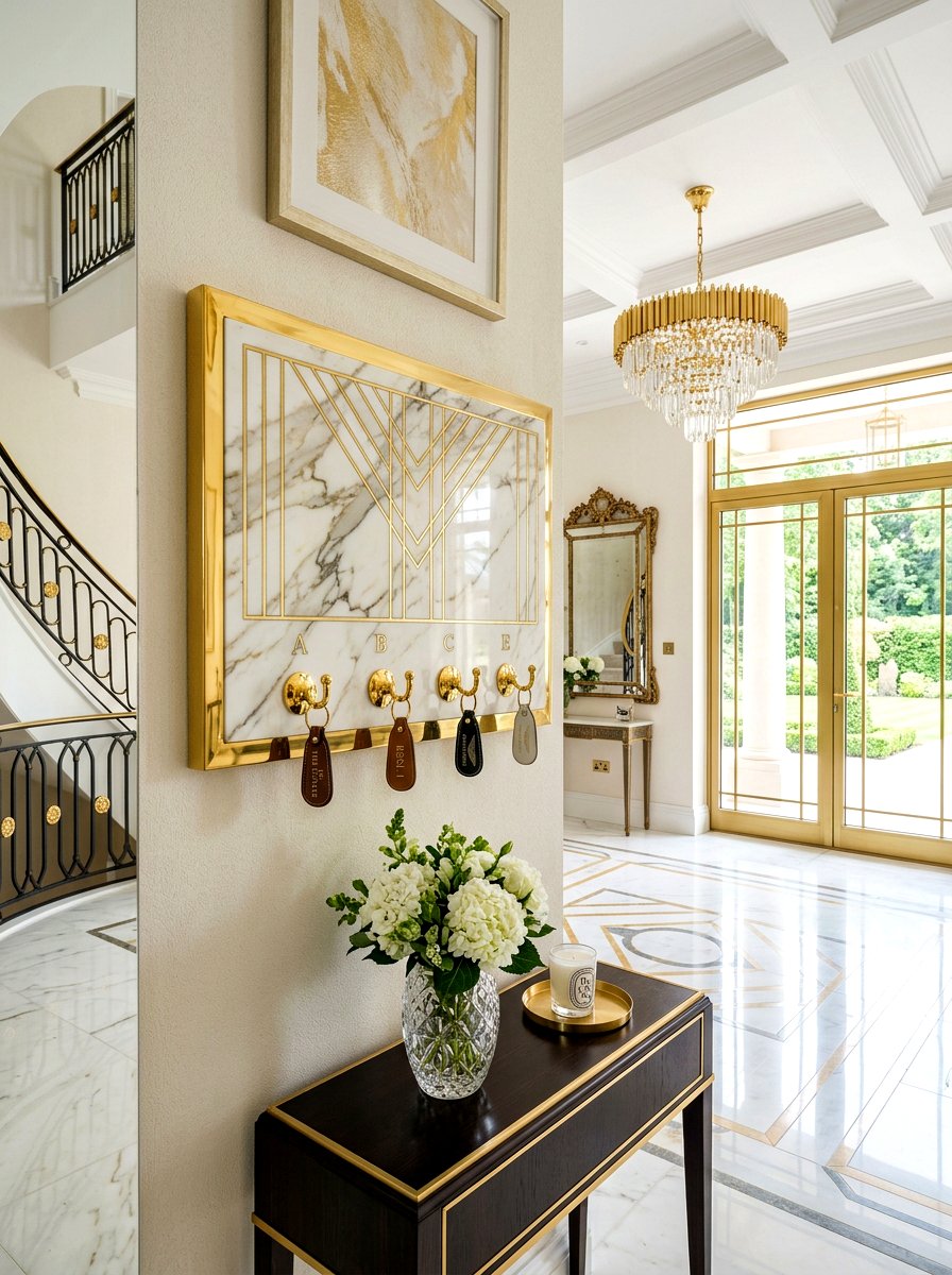 Marble and gold key holder - 30 key holder wall ideas
