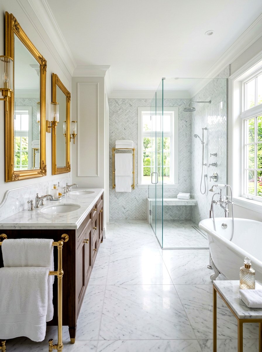Marble and mixed metal bathroom - 30 mixed metal bathroom decor ideas