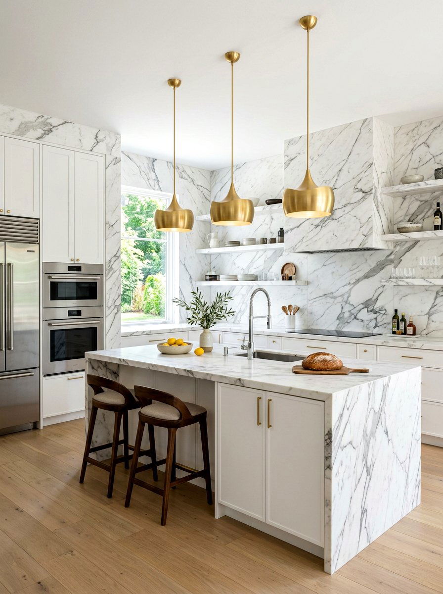 Marble and mixed metal kitchen - 30 mixed metal kitchen ideas